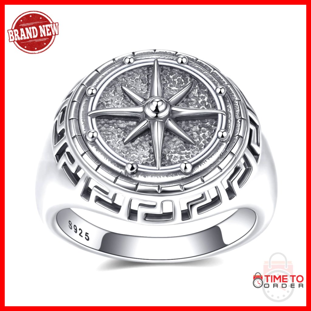Sterling Silver Compass Ring Size 6-15 Graduation Gift For Men